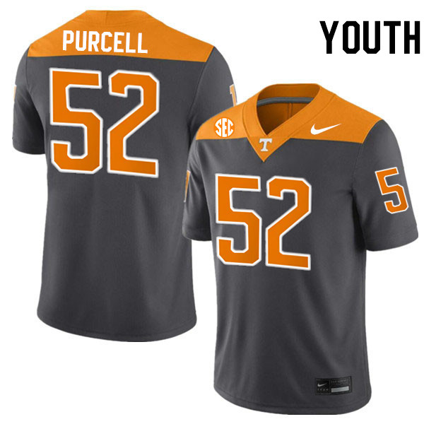 Youth #52 Eli Purcell Tennessee Volunteers College Football Jerseys Stitched-Anthracite